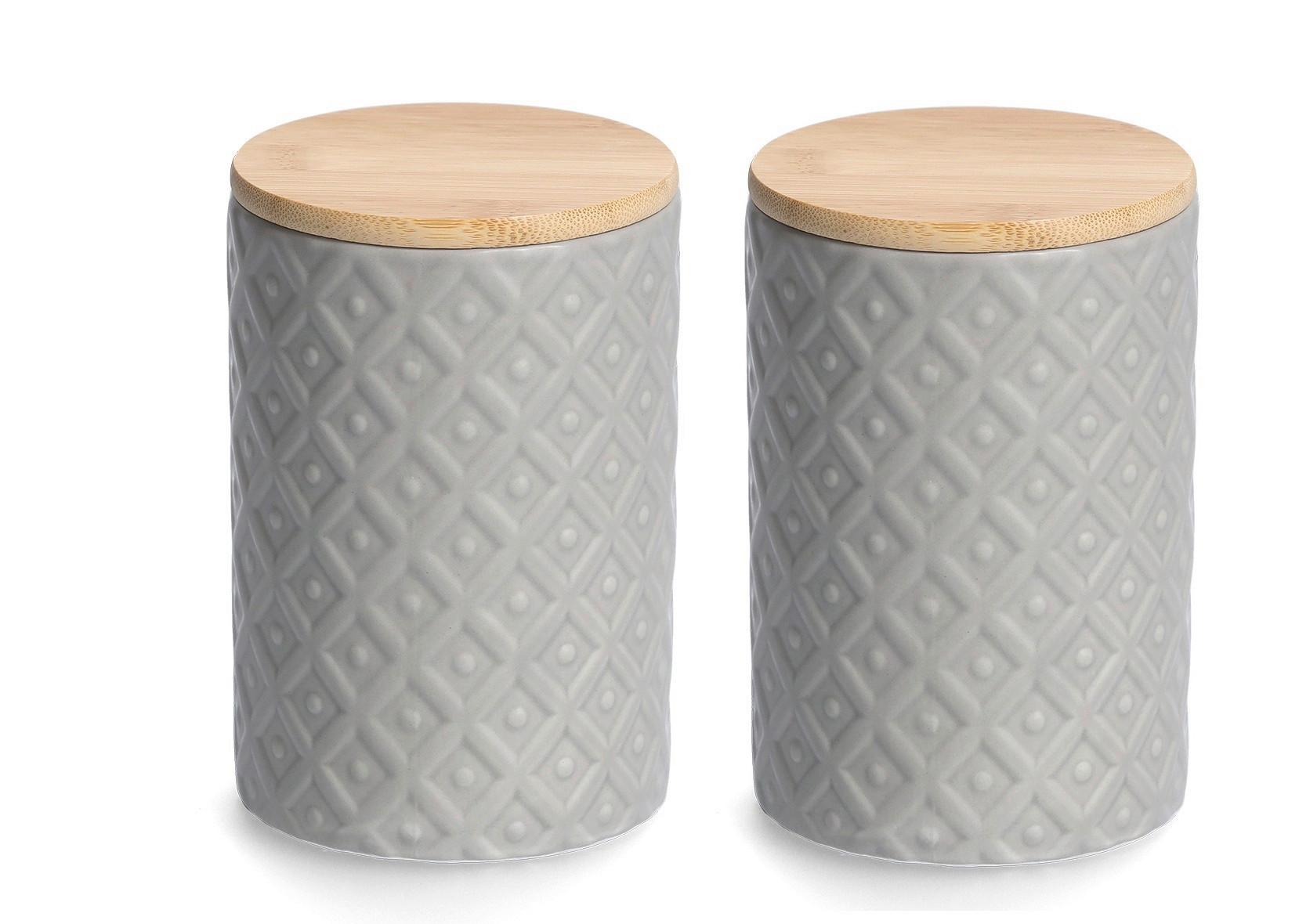 VORRATSDOSENSET Grau, BxHxT: ca. 26x26x15 cm - Grau, Basics, Keramik (25,5/25,5/15cm) - Zeller Present