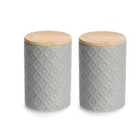 VORRATSDOSENSET Grau, BxHxT: ca. 26x26x15 cm - Grau, Basics, Keramik (25,5/25,5/15cm) - Zeller Present