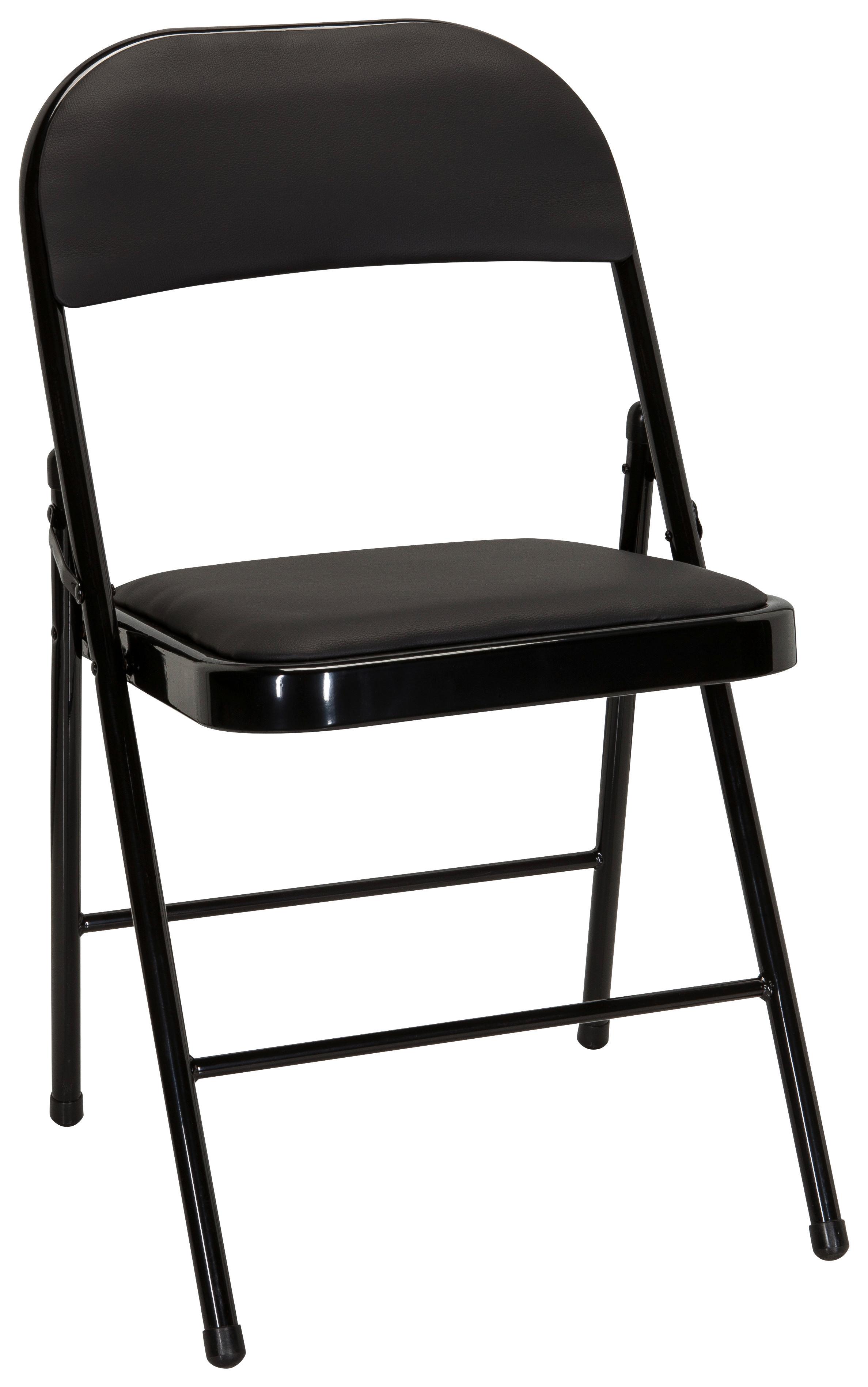 Klappstuhl Tudela Pu Schwraz Lederlook - Schwarz, Basics, Textil/Metall (44/80/49cm) - MID.YOU