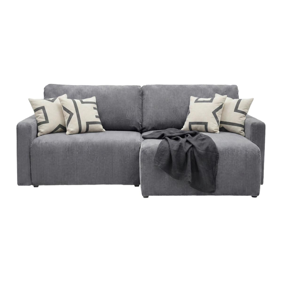 Rohová sedačka DAVE, obojstranná,tmavosivý menč. - tmavosivá, Modern, textil (227/146cm) - Based