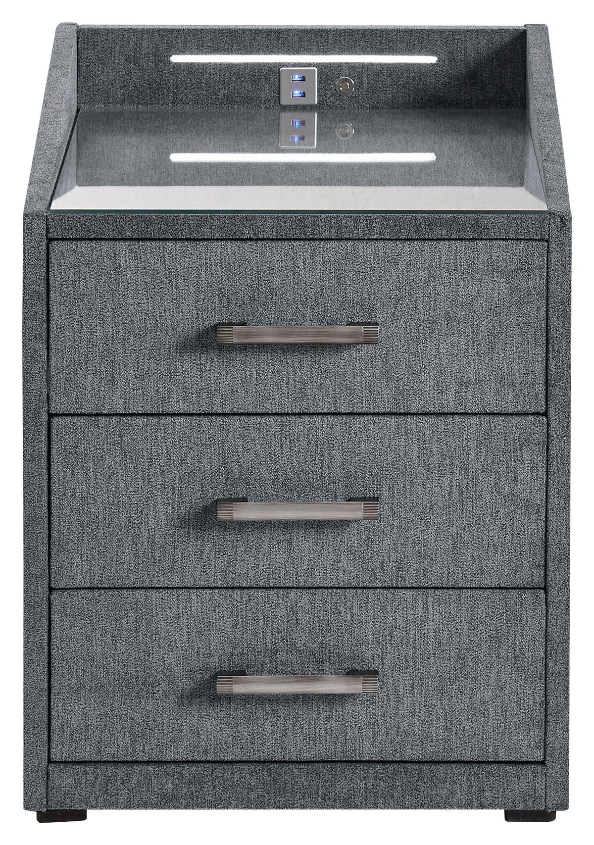 Nachtkästchen Anthrazit Textil H: 61 cm Moon - Anthrazit, Basics, Holzwerkstoff/Textil (47/61/46cm) - MID.YOU