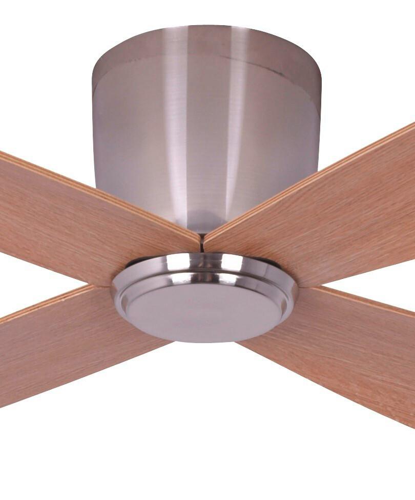 Deckenventilator Lucci Air Fraser 4-Flügel, Geräuscharm - Chromfarben/Teakfarben, Design, Holzwerkstoff/Kunststoff (132/20cm) - P & B