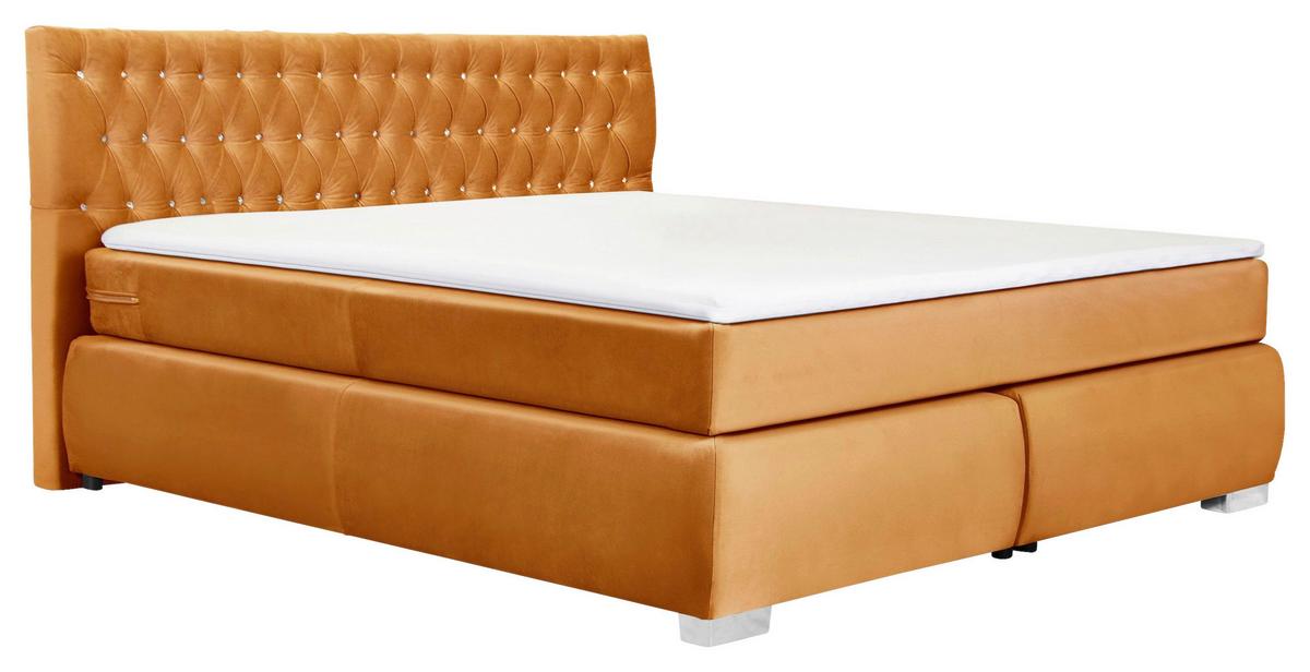Boxspringbett Rumba inkl. Matratze 180x200 - Gelb, Basics, Textil (180/200cm) - Livetastic