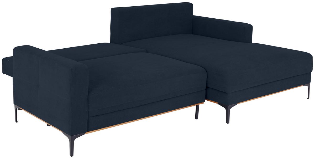 Ecksofa Bergamo - Royalblau/Schwarz, MODERN, Textil (238/162cm) - Ondega