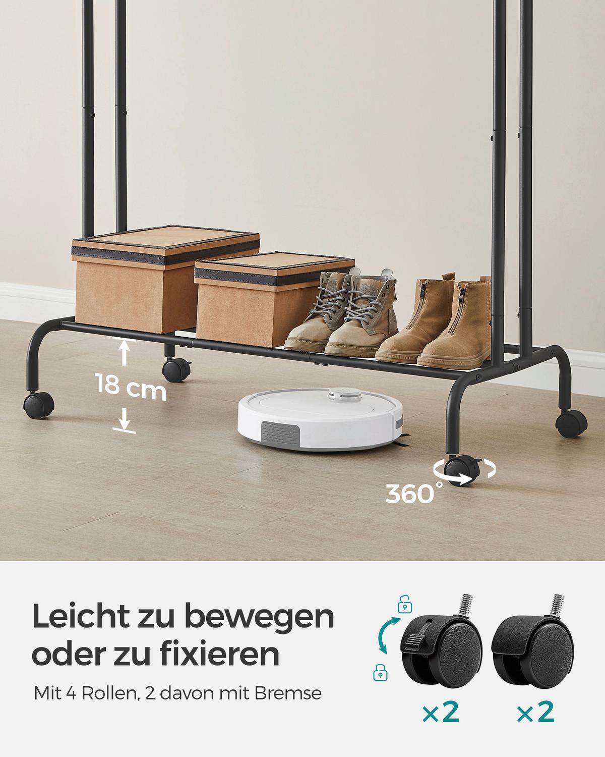 Kleiderwagen Schwarz B: 103,5 cm - Schwarz, Basics, Kunststoff/Metall (103,5/155/52,5cm)