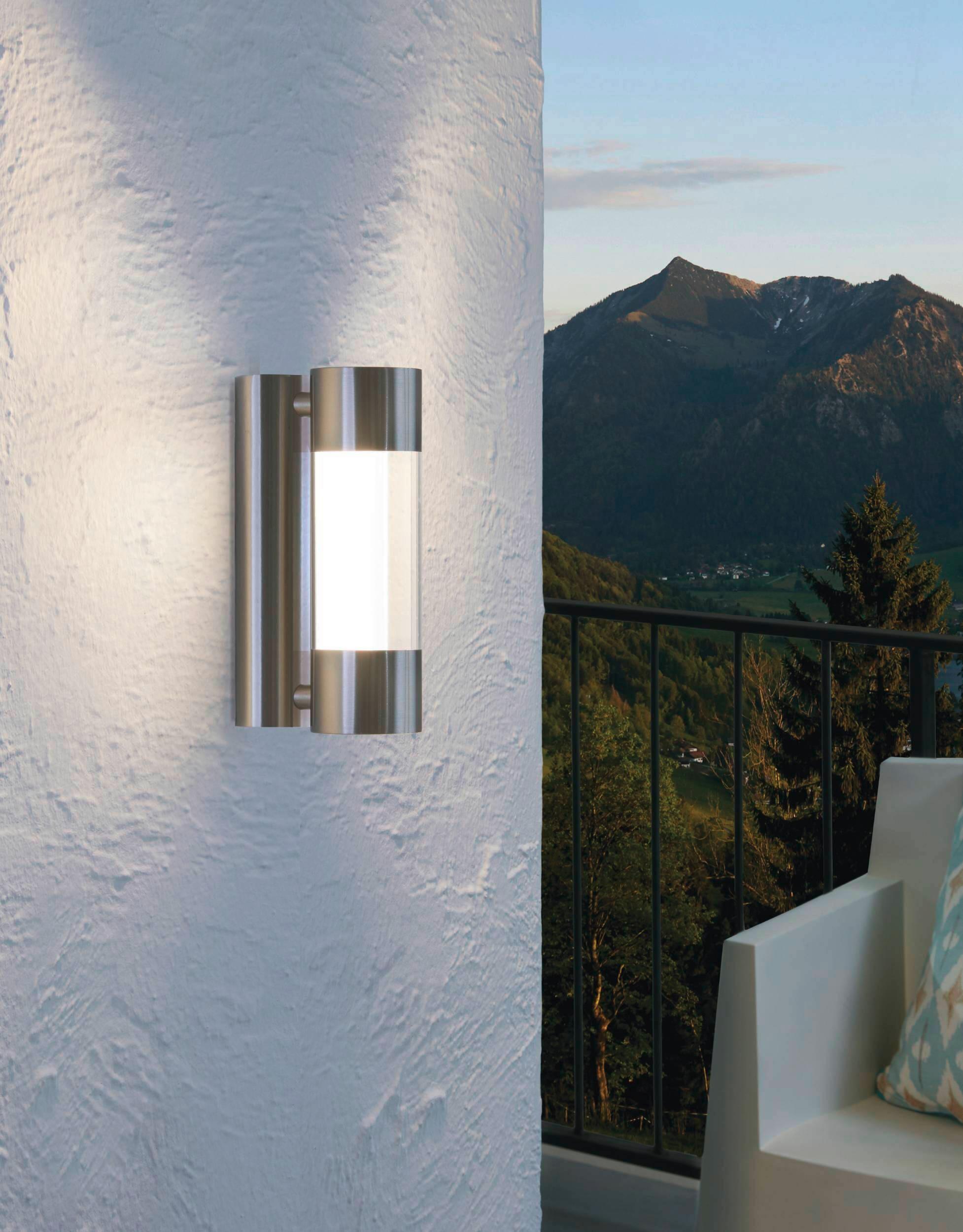 Außenwandleuchte Robledo 3,7w Metall Kunststoff, Wandmontage - Edelstahlfarben/Transparent, KONVENTIONELL, Kunststoff/Metall (7,5/26/12cm) - Eglo
