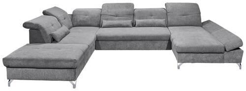 Ecksofa Melfi Dunkelgrau U: 245 cm - Dunkelgrau/Silberfarben, MODERN, Textil (245/350/168cm) - MID.YOU