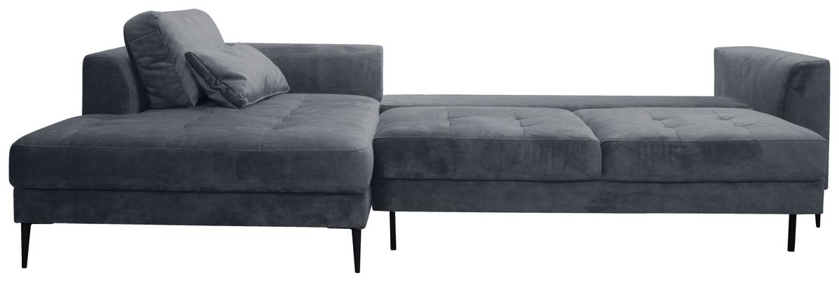 Eckschlafsofa Luzi - Blaugrau/Schwarz, MODERN, Textil (168/280cm) - Trendmanufaktur