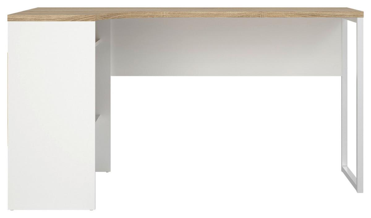 Eckschreibtisch Function Plus Ii, L: 145,1 Cm - Eichefarben/Weiß, MODERN, Holzwerkstoff/Metall (145,1/81/76,8cm) - MID.YOU