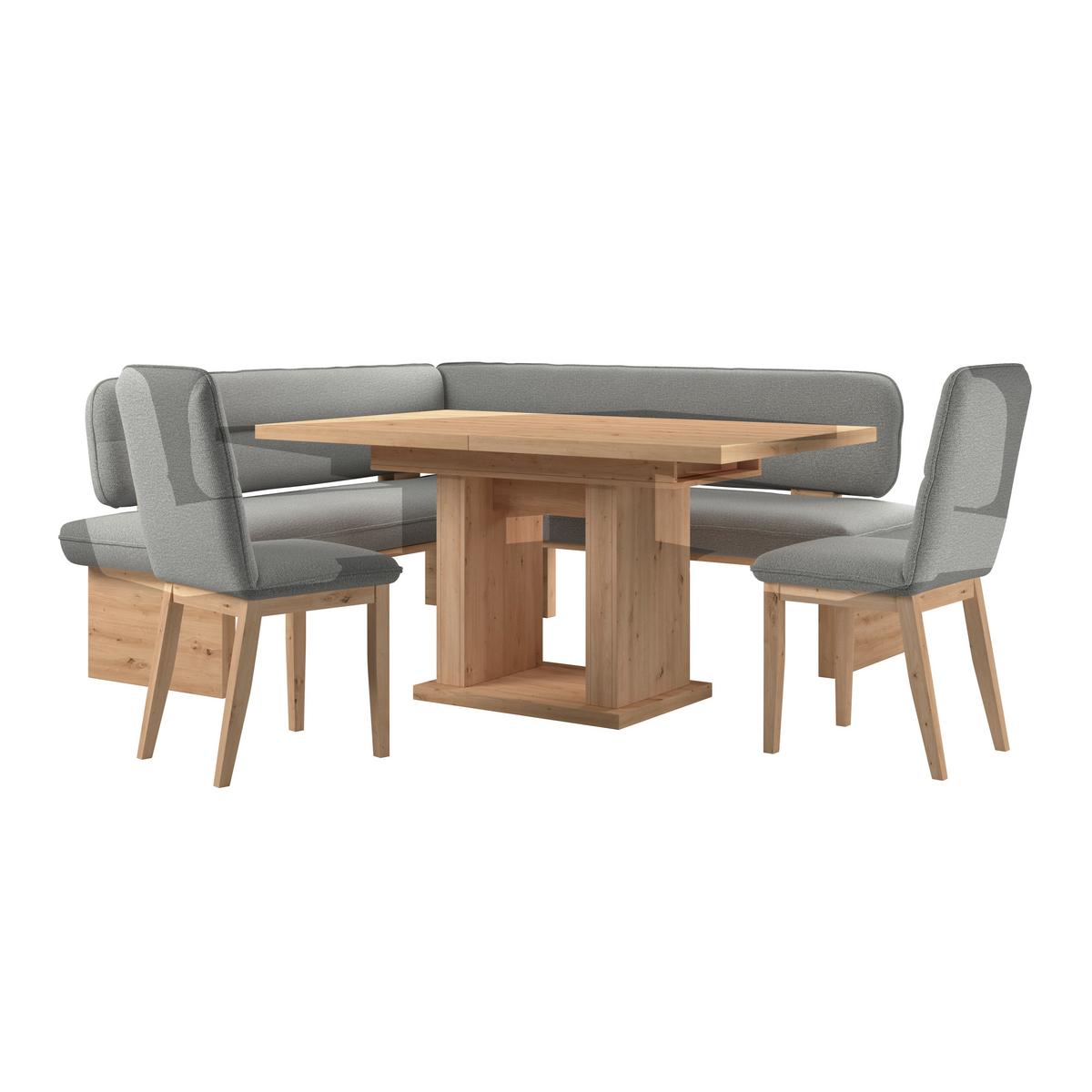 Eckbank Beluna Li Webstoff Hellgrau, B: 170cm - Eichefarben/Hellgrau, KONVENTIONELL, Holz/Textil (170/212cm) - James Wood