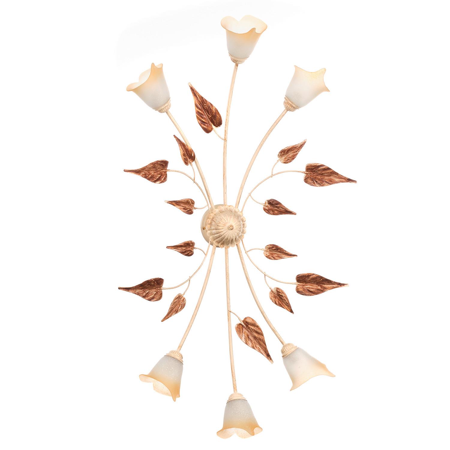 Deckenleuchte 4647/Ov6 - Beige/Weiß, Natur, Glas/Metall (65/40/125cm)