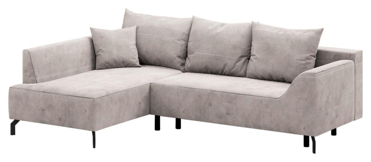 Eckschlafsofa Asolo Creme S: 167x273 cm - Creme/Schwarz, Design, Textil (167/273cm) - MID.YOU