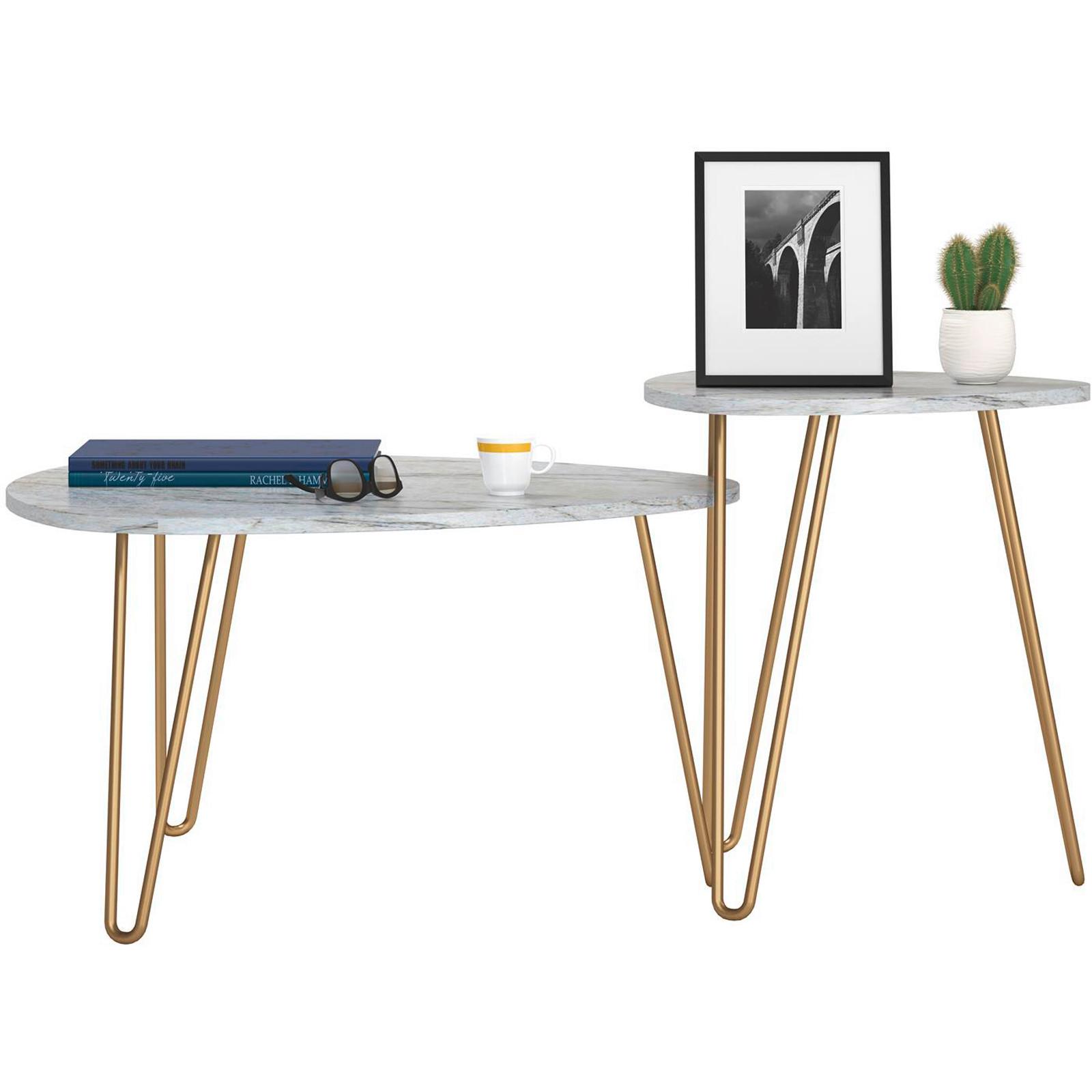 Beistelltisch Athena Weiß/Goldfarben B: 82 cm - Goldfarben/Weiß, Design, Holzwerkstoff/Kunststoff (82/82/57cm) - MID.YOU