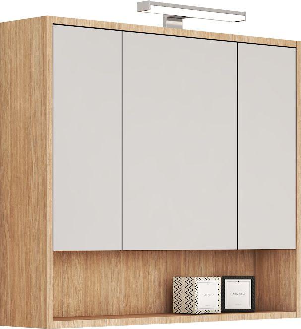 Spiegelschrank Andora Eichefarben B: 80 cm - Eichefarben, MODERN, Glas/Holzwerkstoff (80/74/22cm) - Stylife