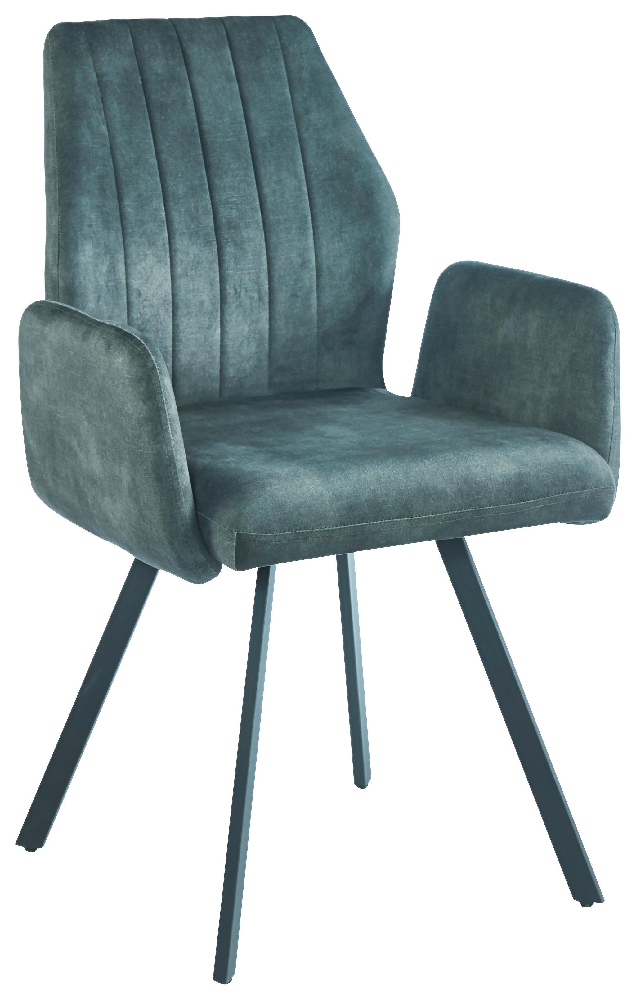 Armlehnstuhl Johanna 2 - Dunkelgrün/Schwarz, LIFESTYLE, Textil/Metall (57/90/60cm)