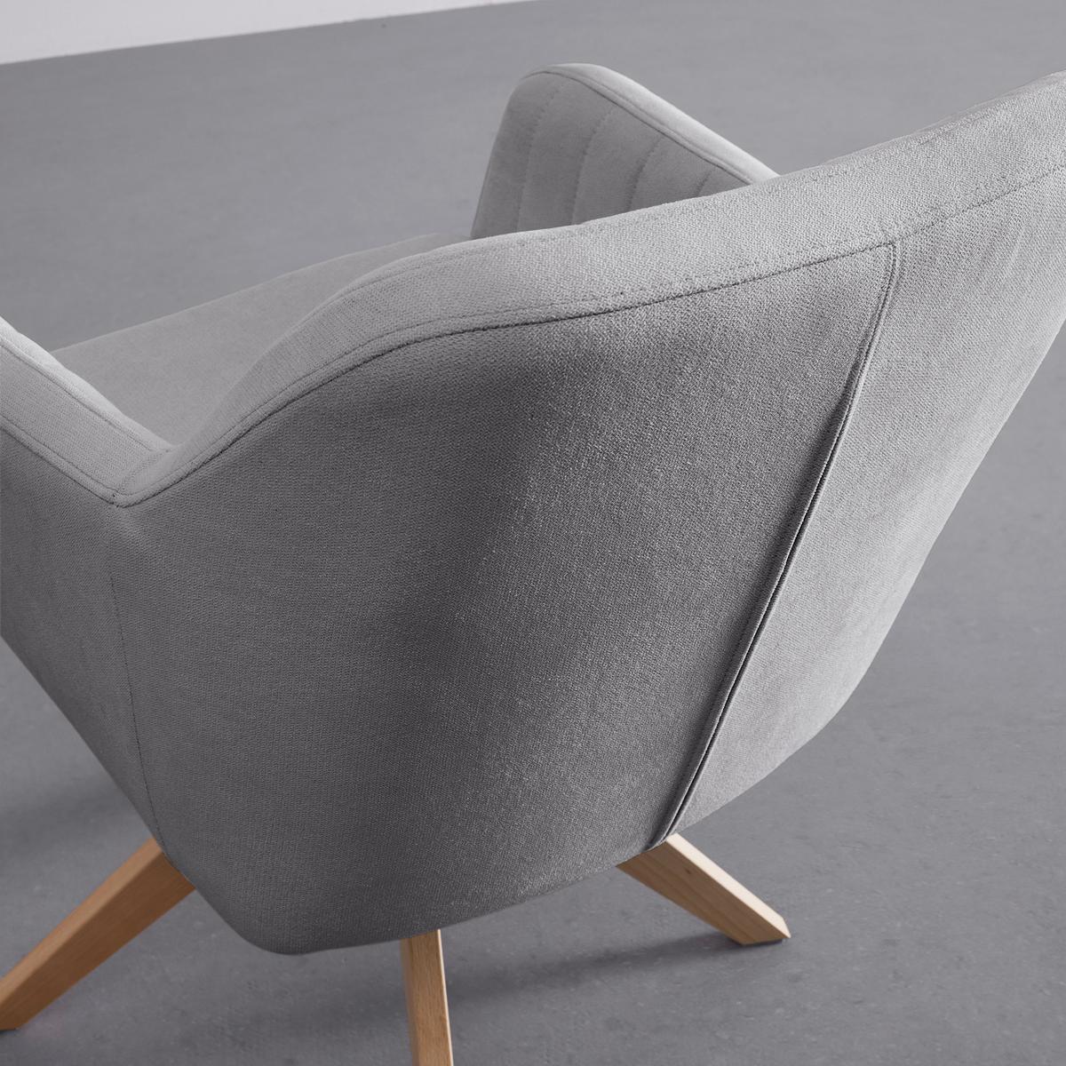 Zamatová stolička Lucita, otočná, nohy drevo - sivá/prírodná farba, Modern, kov/drevo (59/88/60cm) - Bessagi Home
