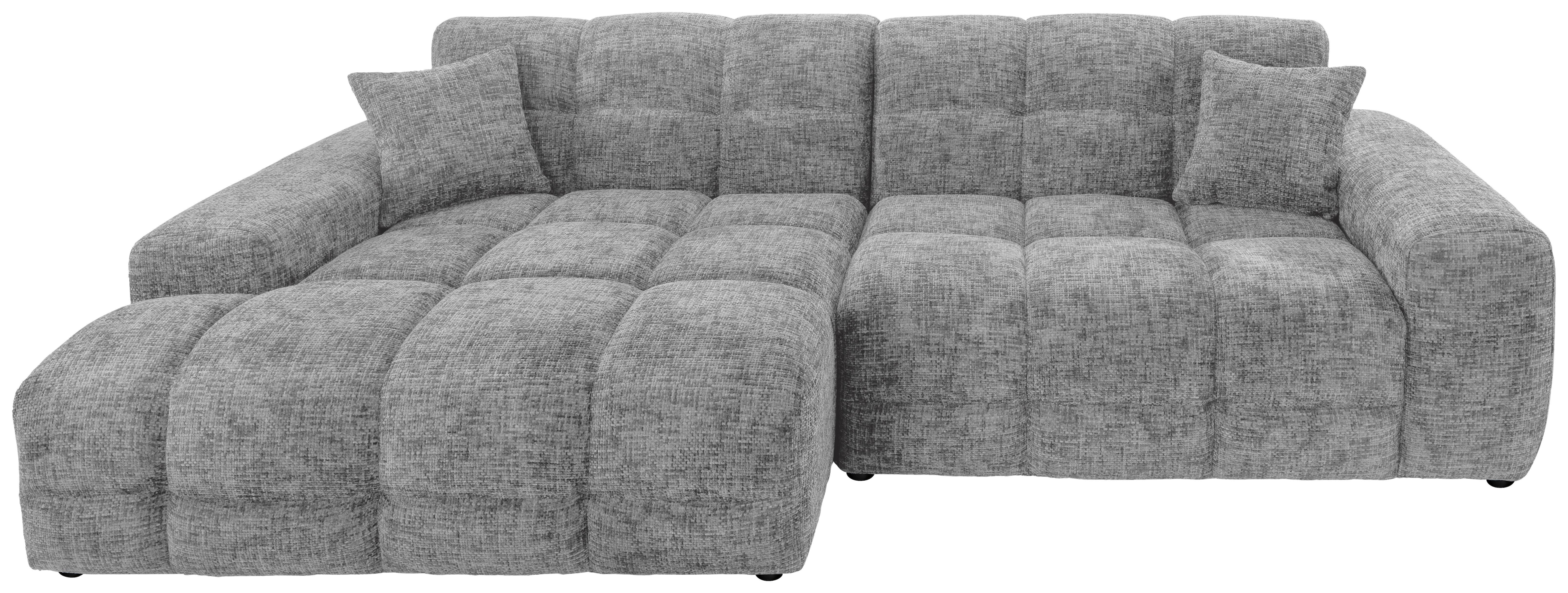 Ecksofa Bosco Silberfarben S: 152x301 cm - Silberfarben/Schwarz, MODERN, Textil (152/301cm) - Livetastic