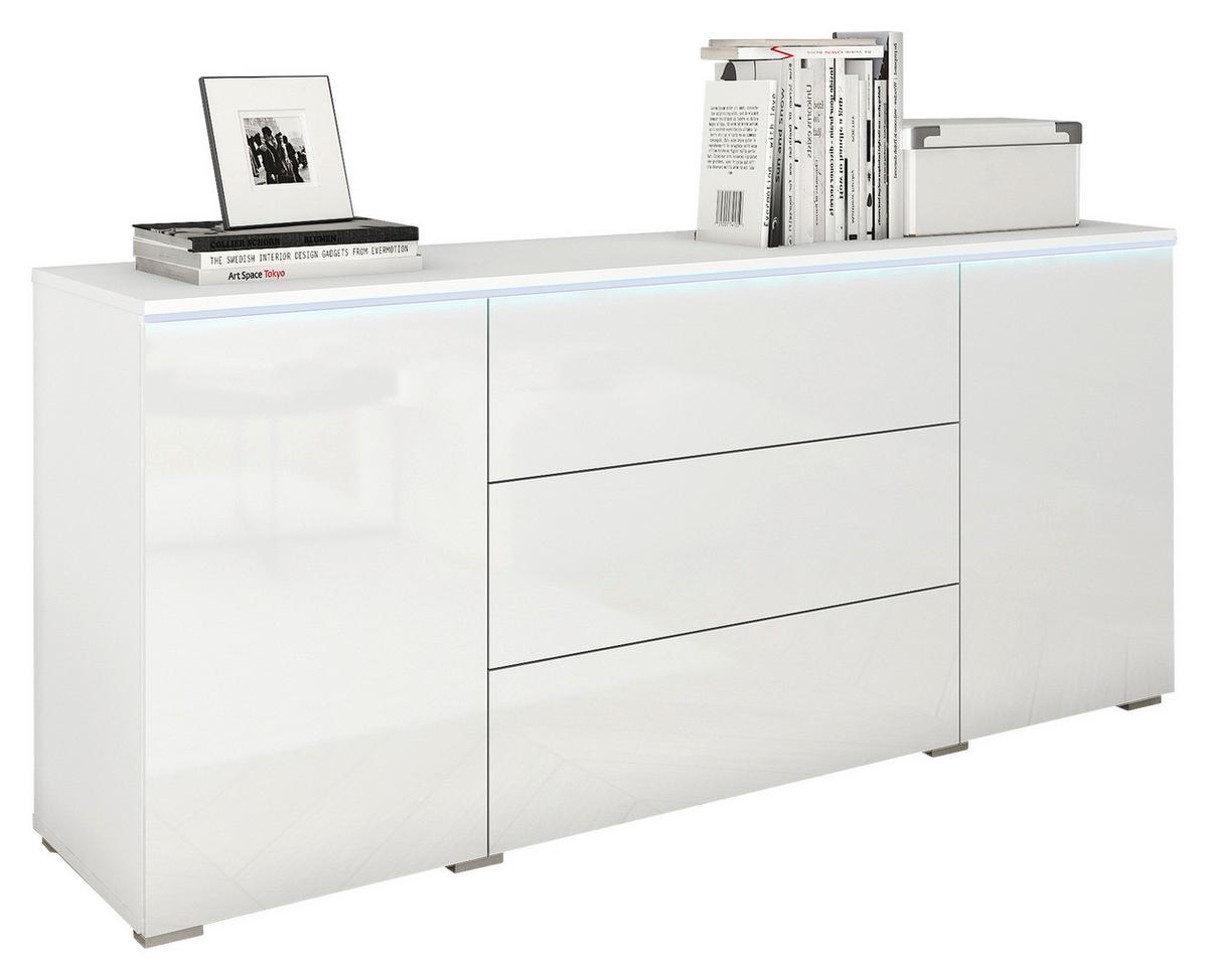 Sideboard Mit Led 150cm Vera, Weiß - Weiß Hochglanz/Weiß, LIFESTYLE, Holzwerkstoff (150/67,9/39,5cm) - P & B
