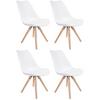 Schalenstuhl Levi Weiß 4er-set Lederlook Echtholz Beine - Eichefarben/Weiß, MODERN, Holz/Kunststoff (48/81/57cm) - Ondega