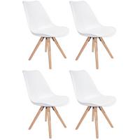 Schalenstuhl Levi Weiß 4er-set Lederlook Echtholz Beine - Eichefarben/Weiß, MODERN, Holz/Kunststoff (48/81/57cm) - Ondega