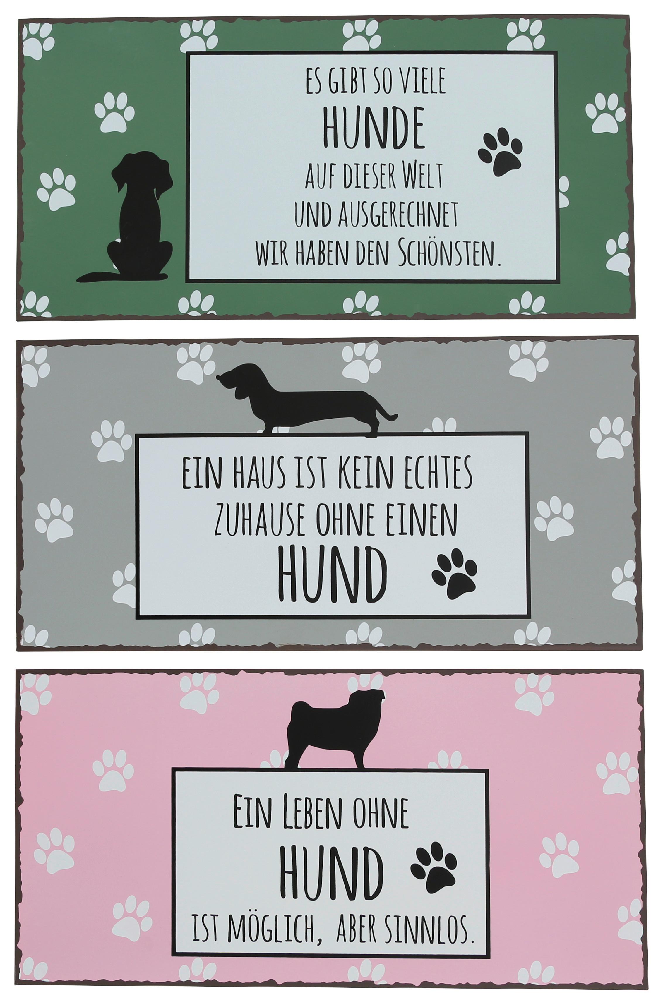 Dekoschild Hunde Versch. Motive/Sprüche 40x20cm - Multicolor, Basics, Metall (40/20cm)