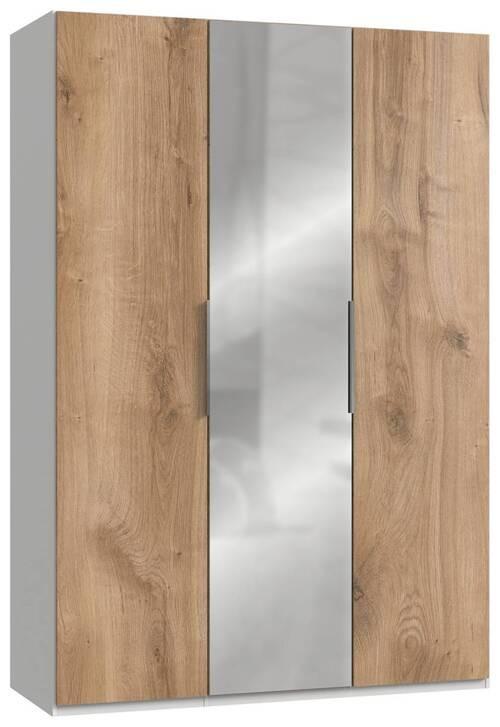 Drehtürenschrank Mit Spiegel 150 Cm Level, Eiche Dekor/weiß - Eichefarben/Weiß, MODERN, Holzwerkstoff (150/216/58cm) - MID.YOU