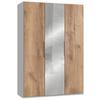 Drehtürenschrank Mit Spiegel 150 Cm Level, Eiche Dekor/weiß - Eichefarben/Weiß, MODERN, Holzwerkstoff (150/216/58cm) - MID.YOU