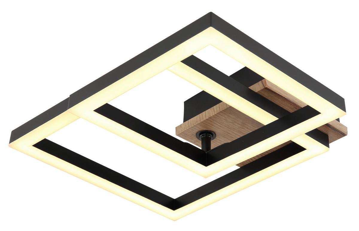 Led-deckenleuchte 672840-15 - Dunkelbraun/Opal, Basics, Holzwerkstoff/Kunststoff (42/31/8cm) - Globo