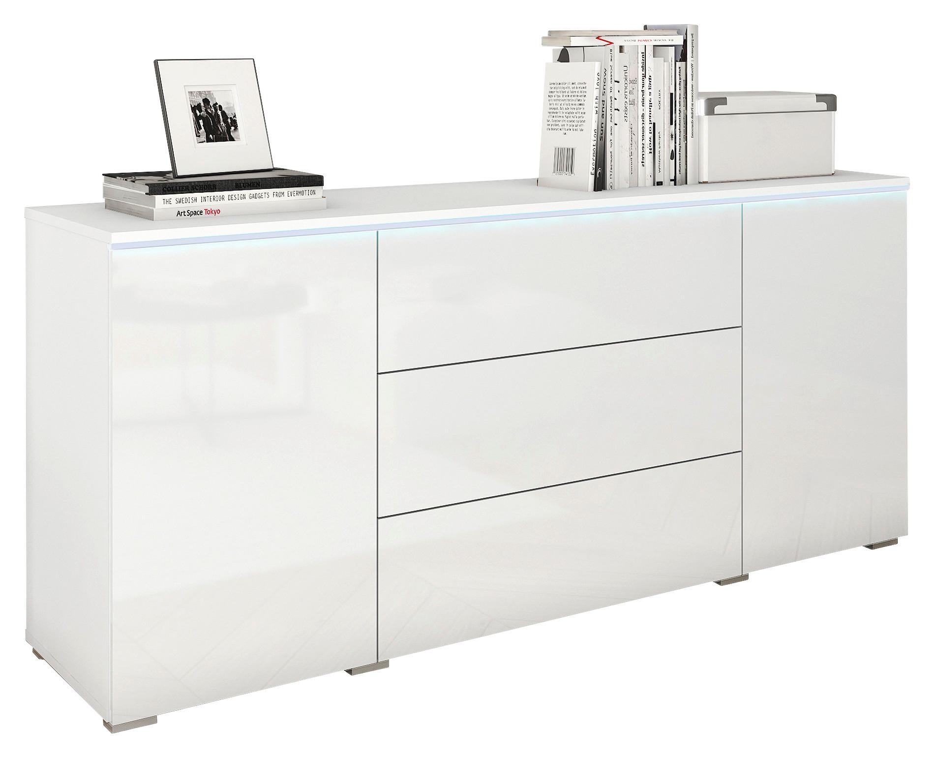 Sideboard mit LED 150cm Vera, weiß - Weiß Hochglanz/Weiß, LIFESTYLE, Holzwerkstoff (150/67,9/39,5cm) - P & B