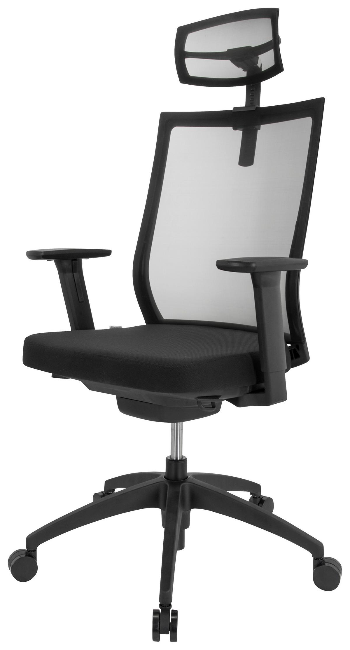 Drehstuhl Aspen Pro - Schwarz, Basics, Kunststoff/Textil (63/111-121/55cm) - MID.YOU