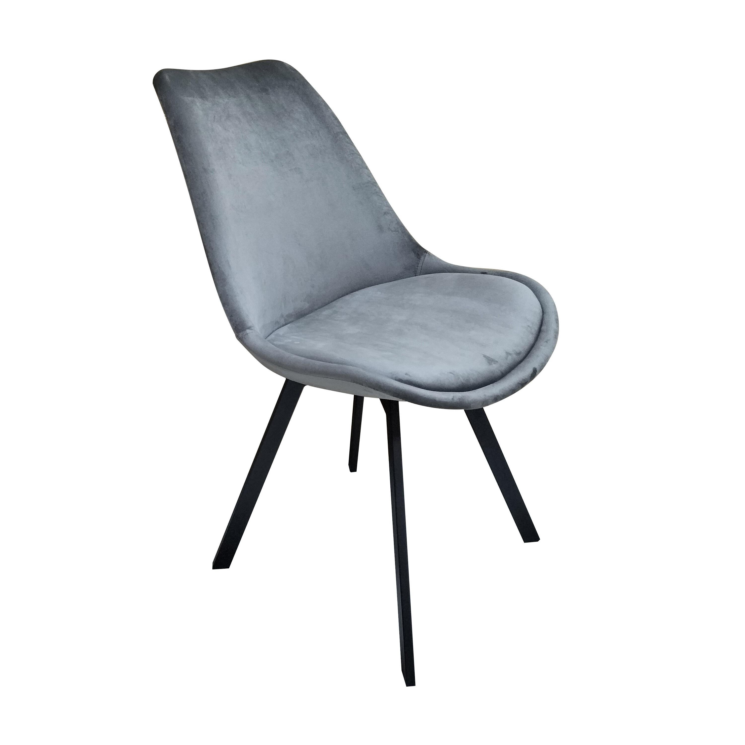Židle Ze Sametu Mia - Tmavěšedá - černá/tmavě šedá, Moderní, kov/textil (45/84/55cm) - P & B