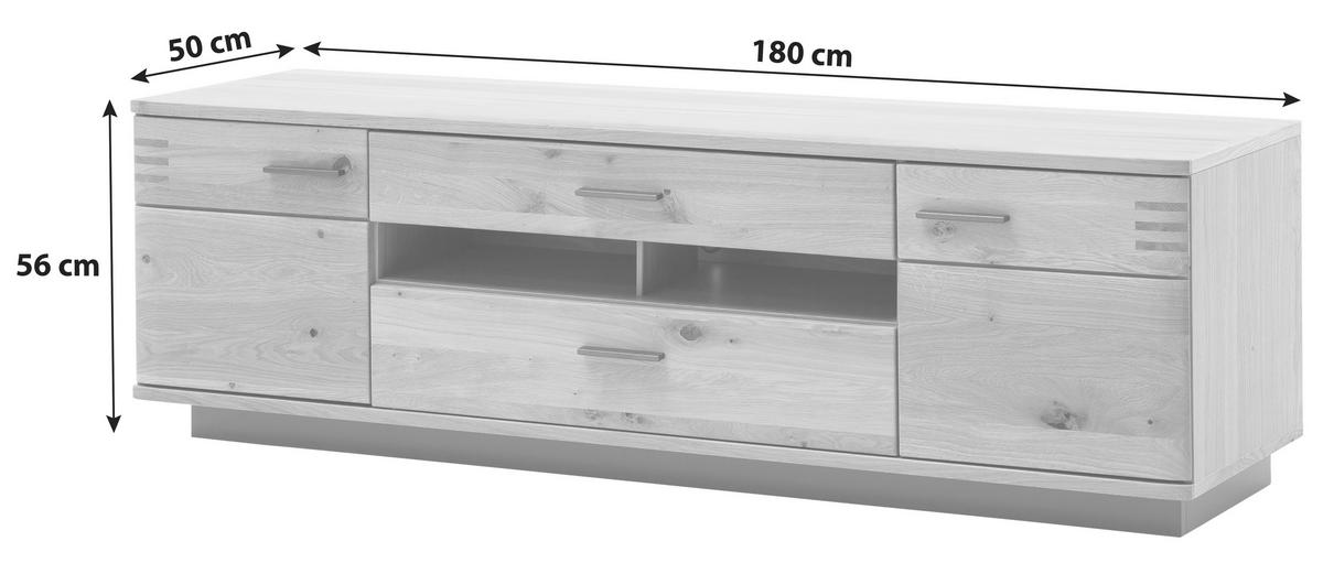 TV-Element Salvador B: 180 cm Eiche Dekor - Eichefarben/Schwarz, Design, Holz/Holzwerkstoff (180/56/50cm) - Livetastic