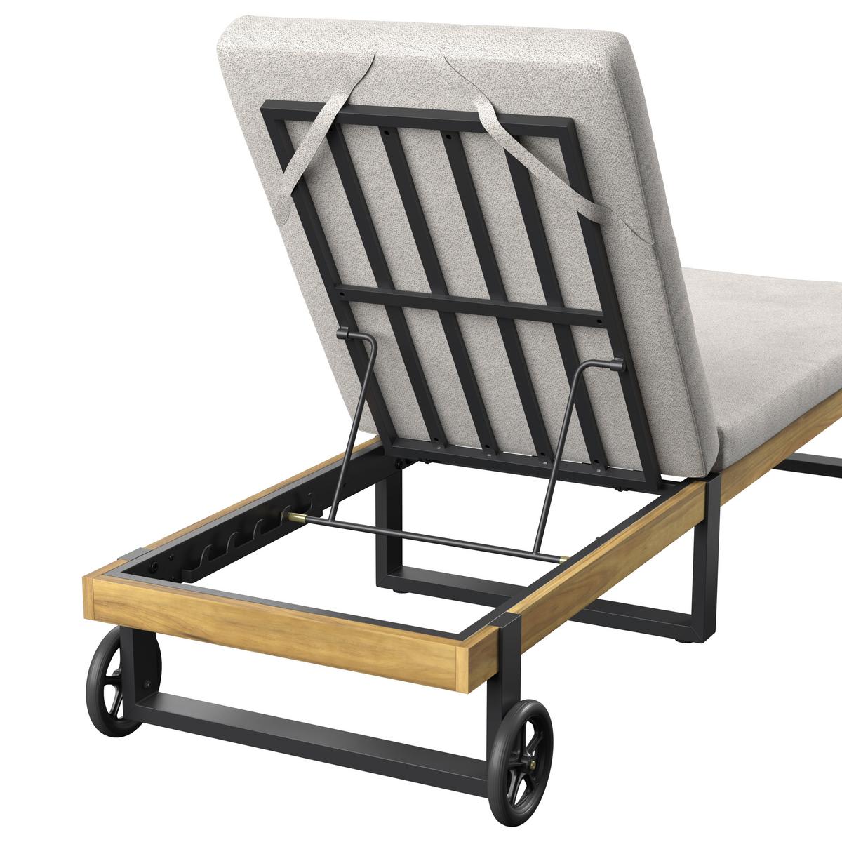 ZÁHRADNÉ LEŽADLO ELENYI - farba akácie, Modern, kov/drevo (200/95/65cm) - Bessagi Garden