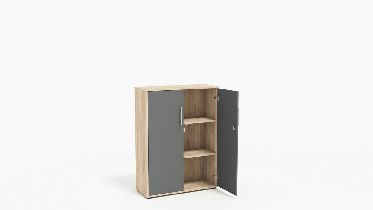 AKTENSCHRANK OFFICE EDITION - SW SET 4 - Anthrazit/Sonoma Eiche, MODERN, Holzwerkstoff (128,5/185,6/33cm) - MID.YOU