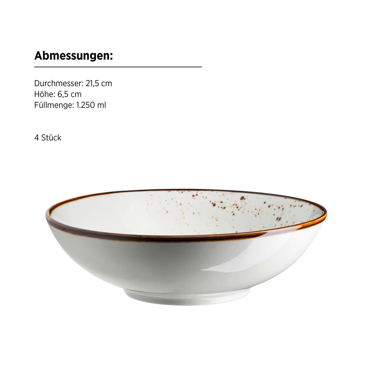 Schüsselset Pintar Porzellan 4--Teilig. B: 21,5 Cm - Braun/Weiß, Basics, Keramik - Mäser