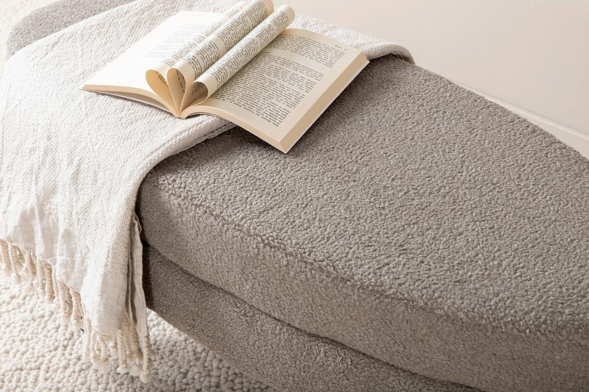 Hockerbank Otto - Greige/Schwarz, Design, Textil/Metall (100/41/40cm) - Livetastic