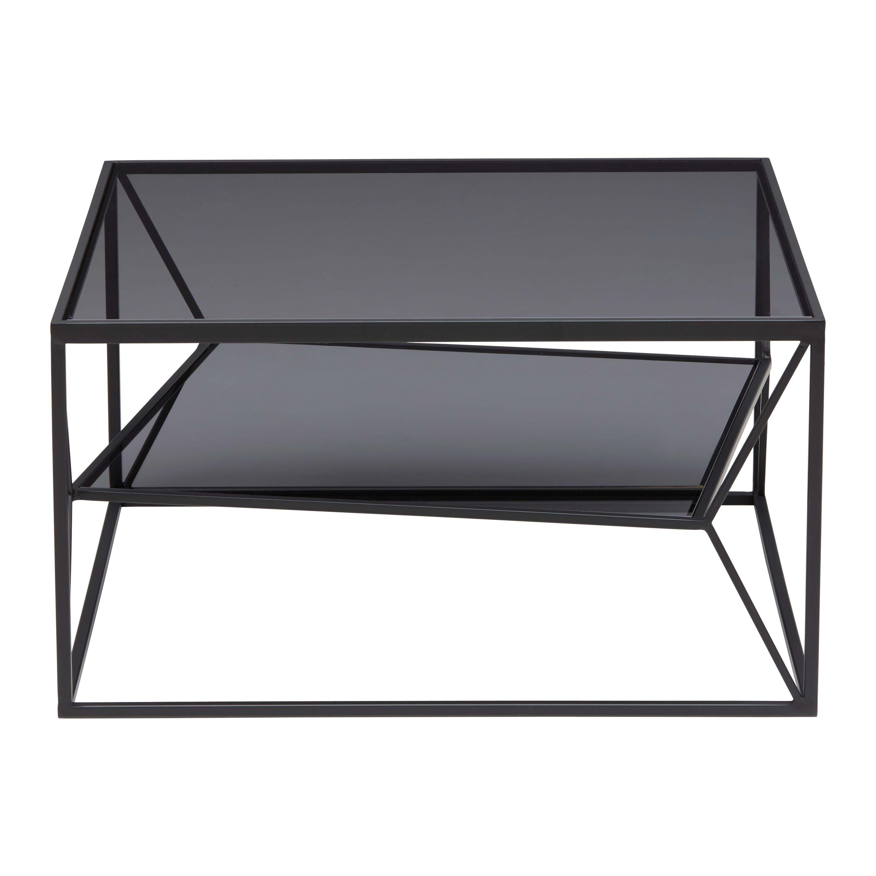 KONFERENČNÍ STOLEK ANGEL - šedá/černá, Moderní, kov/sklo (70/38/70cm) - Premium Living