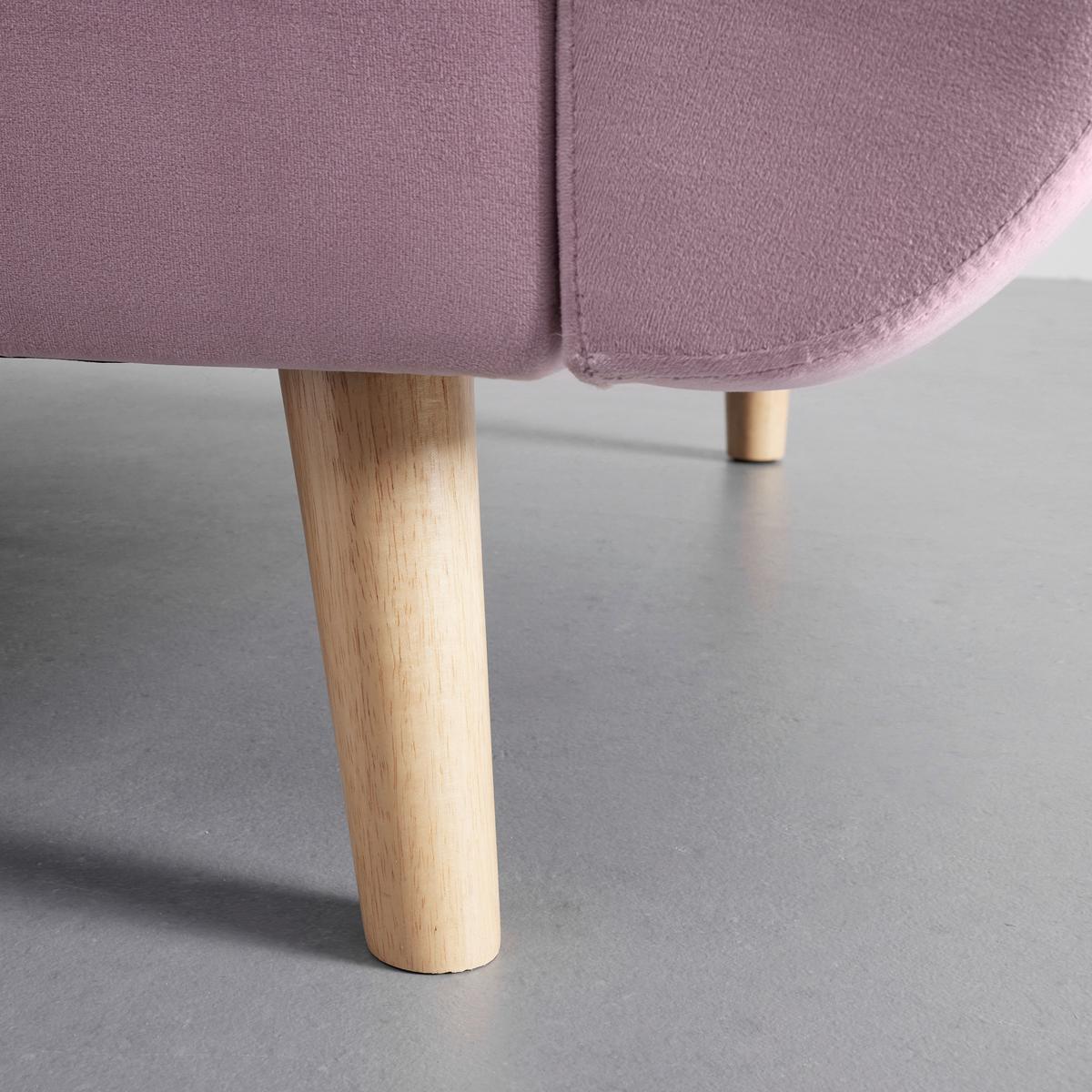 Rozkládací pohovka CORA, růžový samet, max. 360 kg - růžová/přírodní barvy, Moderní, dřevo/textil (214/92/81cm) - Bessagi Home