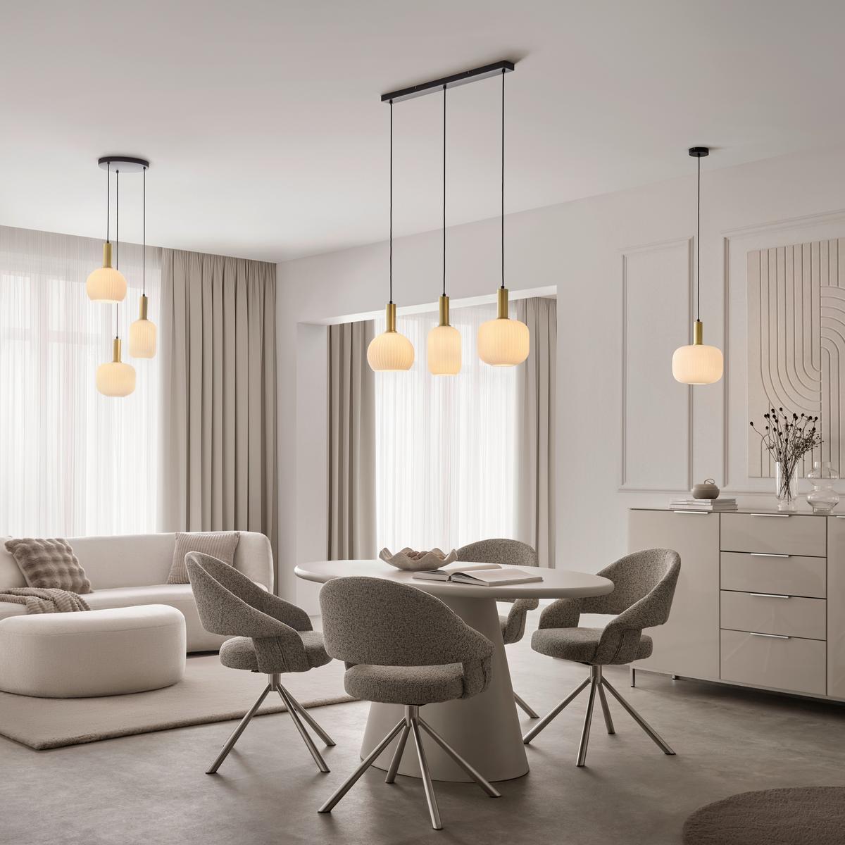 ZÁVESNÉ SVIETIDLO SCHER - čierna/biela, Modern, kov/sklo (84/20.5/120cm) - Mömax