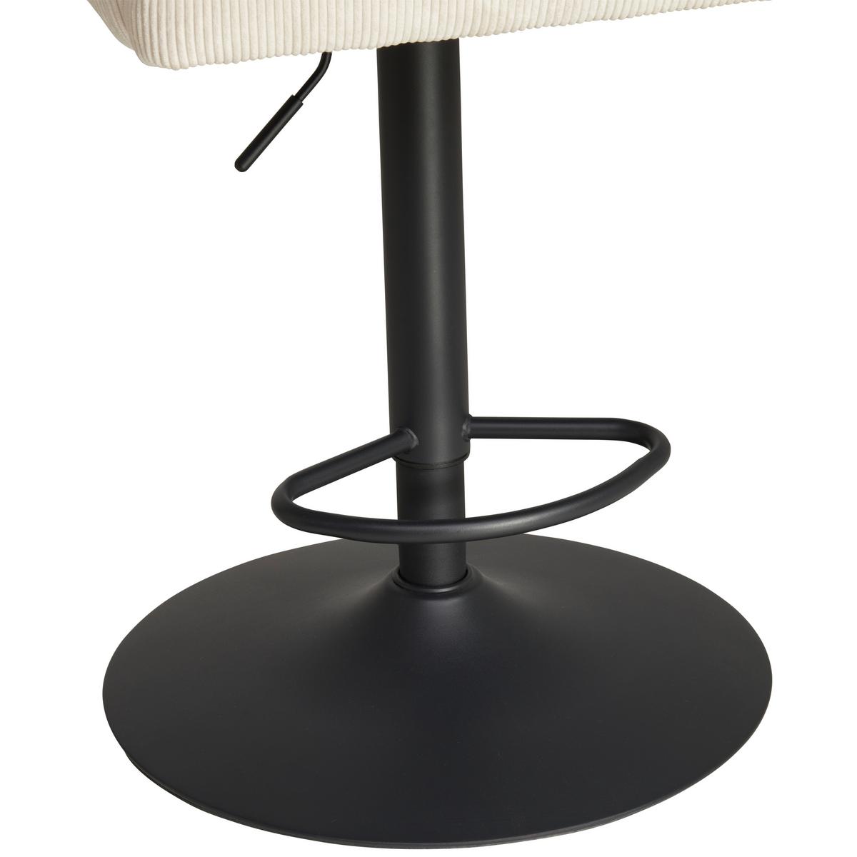 Barhocker Kai Beige Höhenverstellbar Mit Lehne - Beige/Schwarz, KONVENTIONELL, Textil/Metall (57/100-121/57cm) - MID.YOU