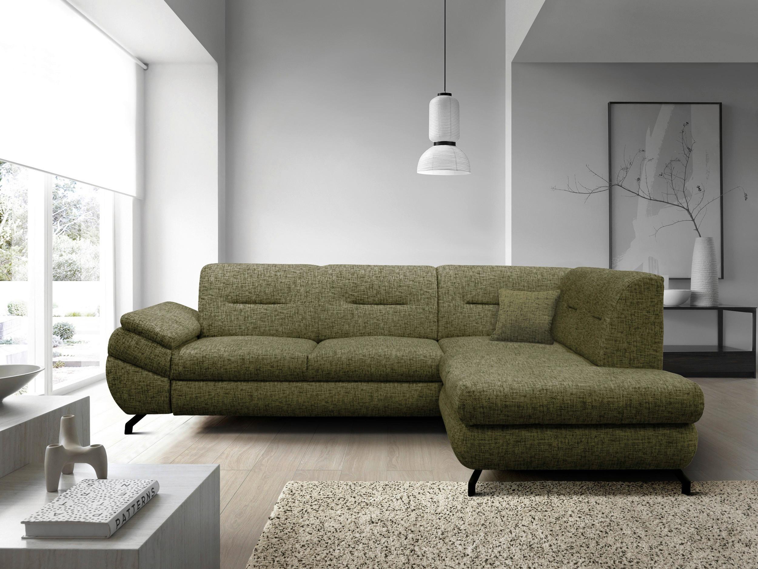 Ecksofa Imo Grün 274x201 cm - Schwarz/Grün, Design, Textil (274/201cm) - MID.YOU
