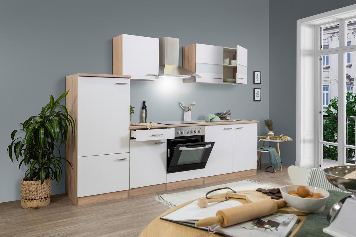 Küchenzeile Ohne Geräte B: 270 Cm Weiß/eiche Dekor, Modern - Eichefarben/Weiß, Basics, Holzwerkstoff (270cm) - Respekta