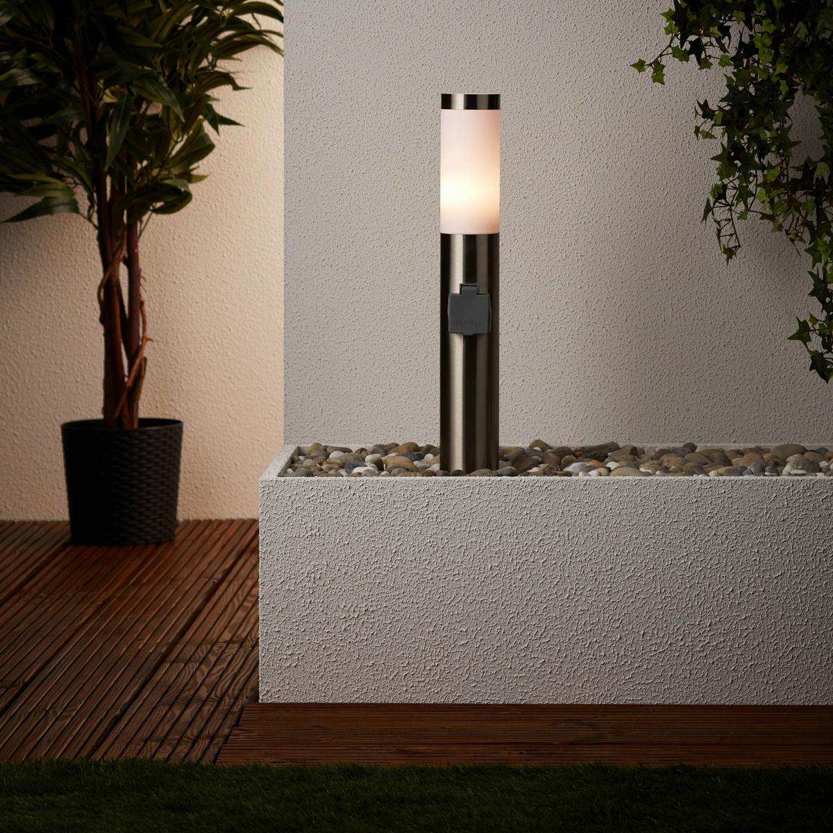 Sockelleuchte 43693/82 Chorus - Edelstahlfarben, KONVENTIONELL, Kunststoff/Metall (7,5/49,5cm) - Brilliant