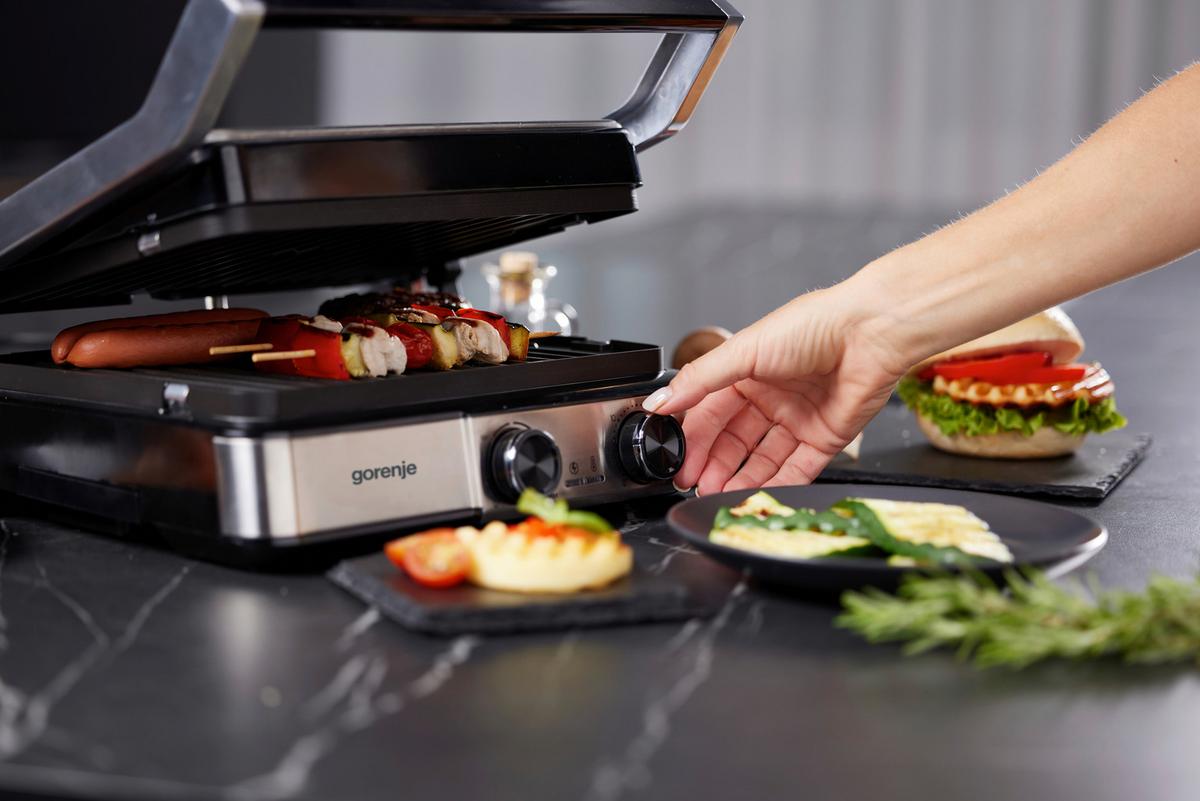 Kontaktgrill 2000w, Bis 230c - Silberfarben/Schwarz, Basics, Kunststoff/Metall (36,4/16,5/33,5cm) - Gorenje