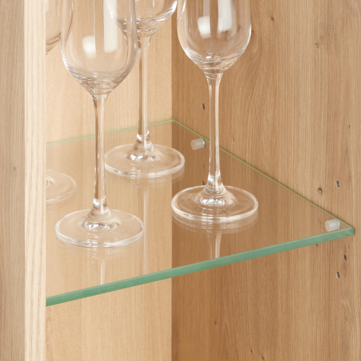 Hängevitrine Oslo - Eichefarben/Weiß Hochglanz, MODERN, Glas/Holzwerkstoff (30/130,2/31,6cm)