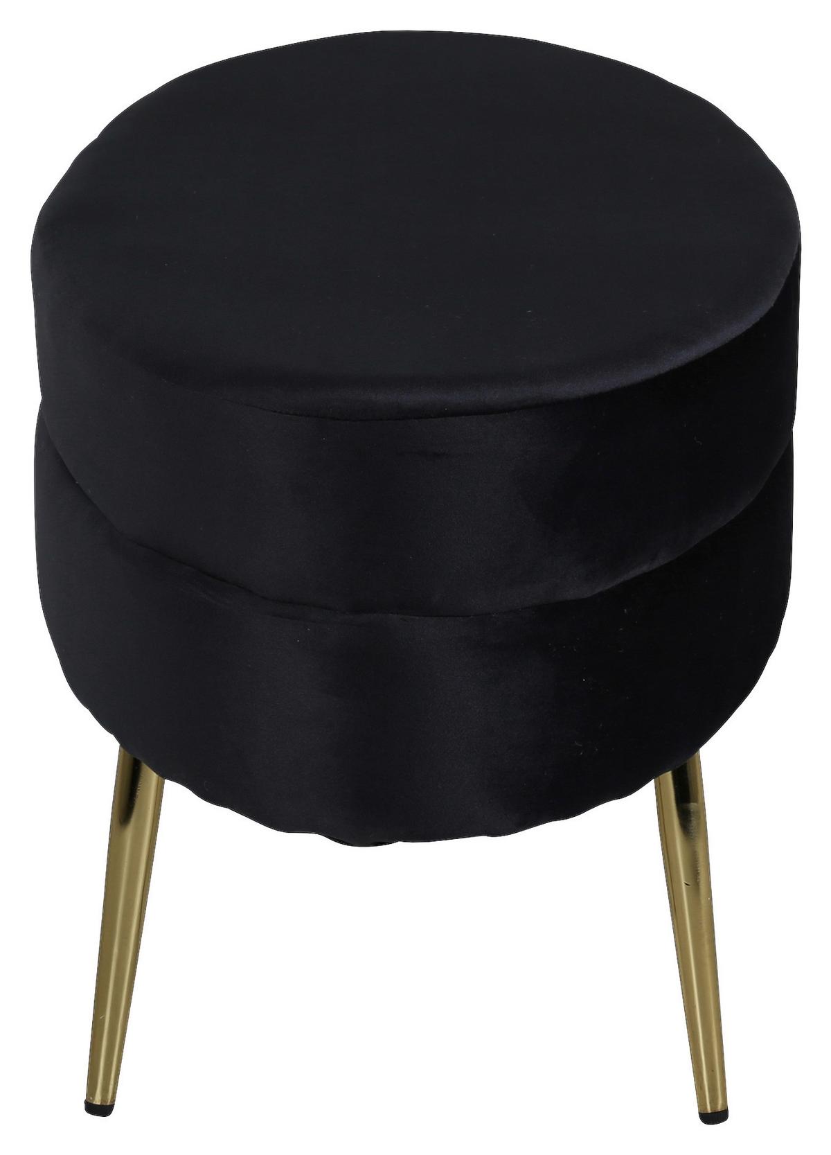 Hockerbank Otto - Goldfarben/Schwarz, Design, Textil/Metall (100/41/40cm) - Livetastic