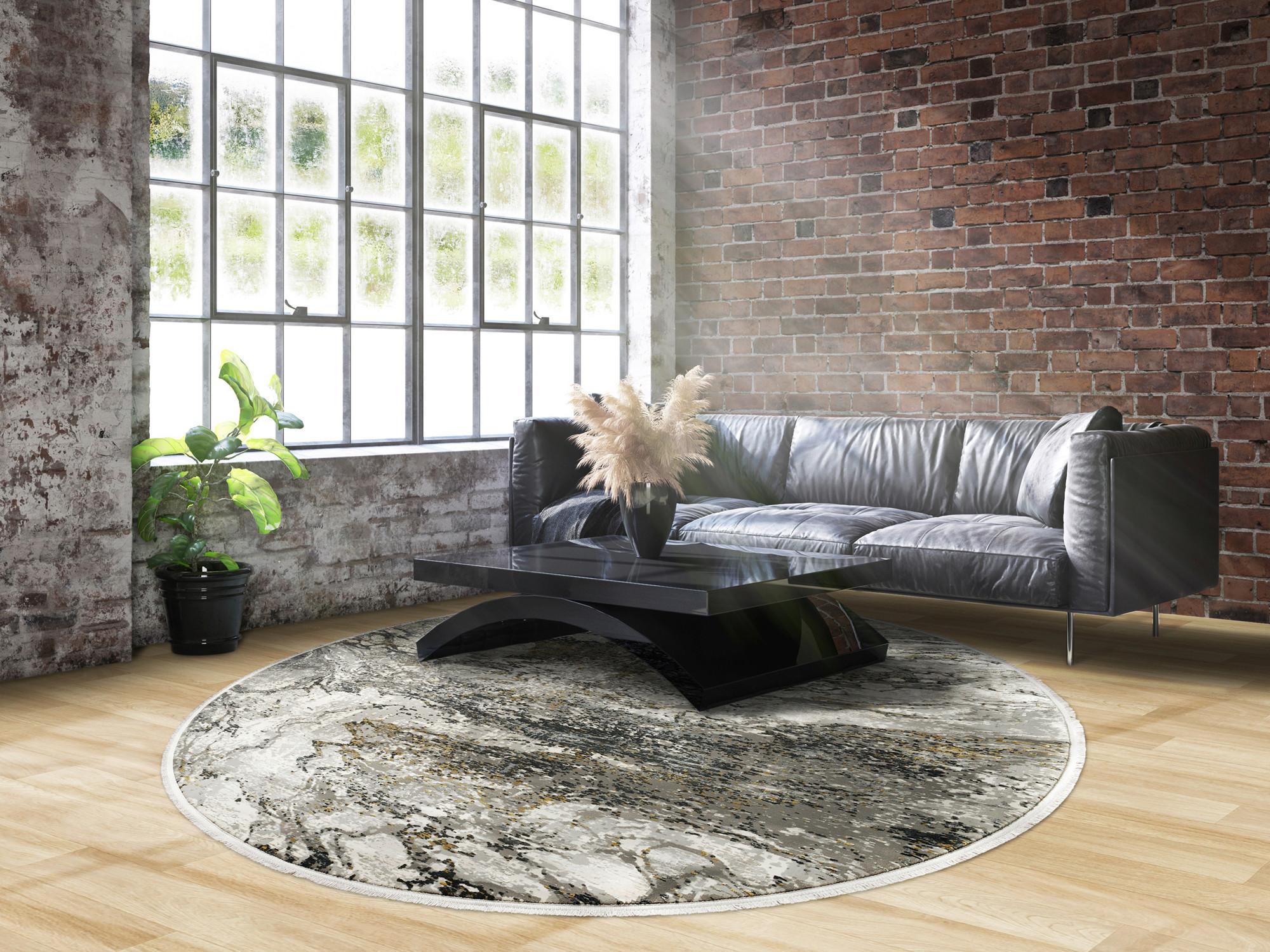 Webteppich Lille - Goldfarben/Grau, Design, Textil (200cm) - Dieter Knoll