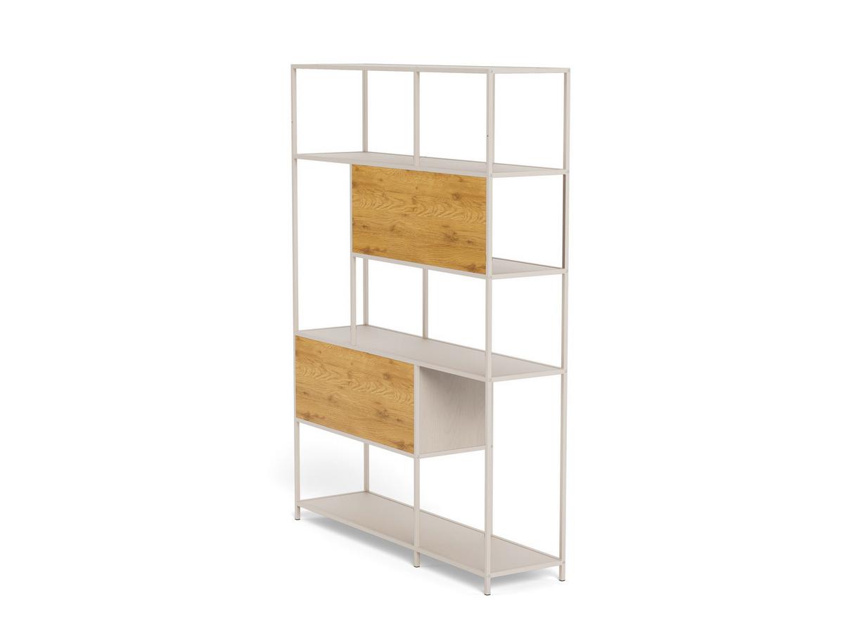 Regál SEAFORD melamín/MDF - divoký dub/sivá, Design, kov/kompozitné drevo (135/185/35cm) - Carryhome