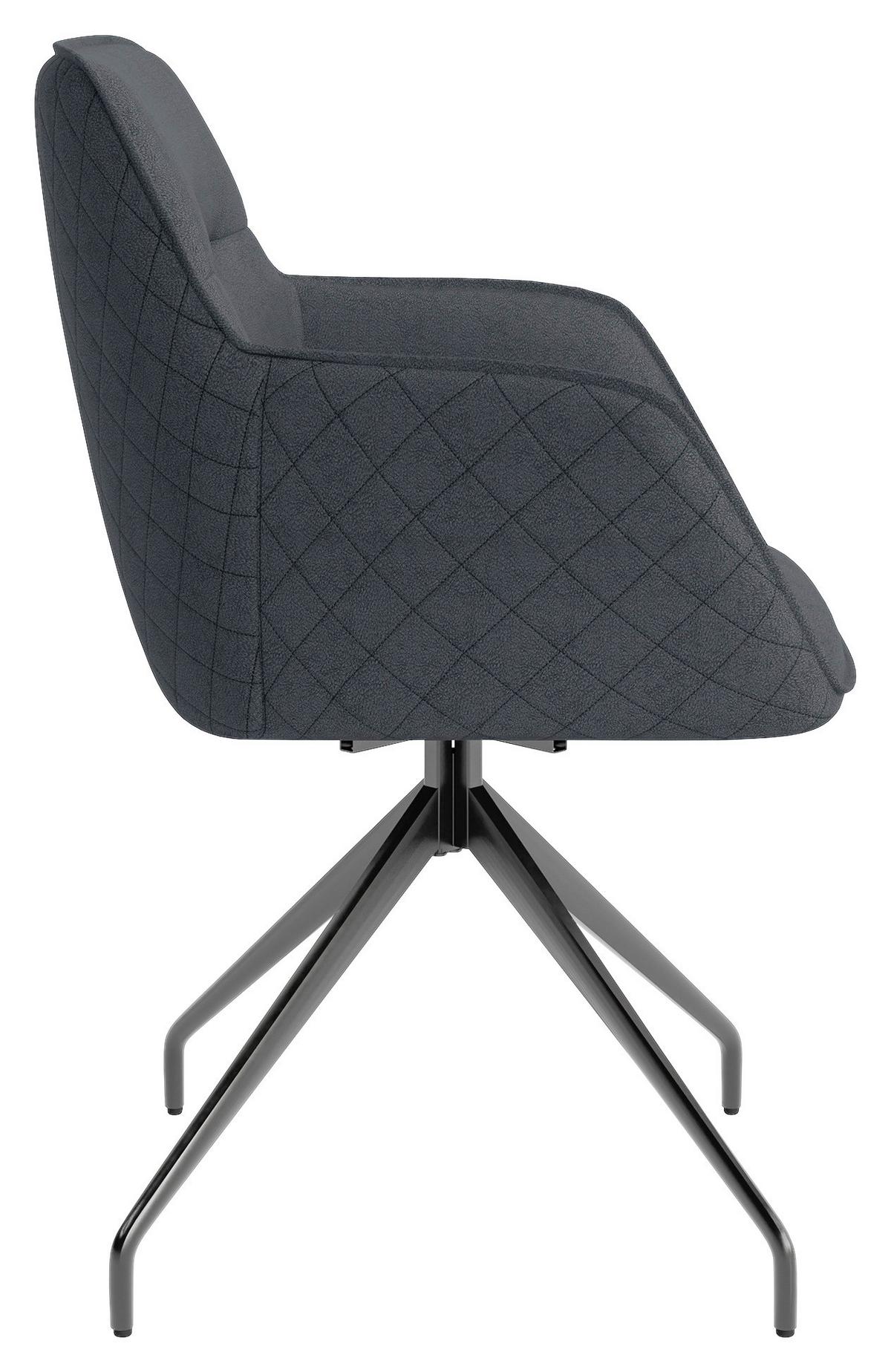 Armlehnstuhl-set Memphis - Anthrazit/Schwarz, MODERN, Textil/Metall (62/96/60cm) - MID.YOU