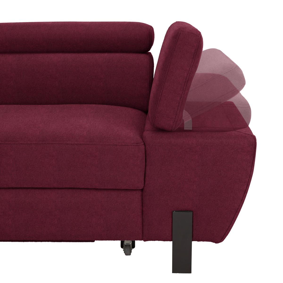 Rohová sedačka MILNA, levá, bordeaux - bordeaux/černá, Moderní, kov/textil (189/90/277cm) - Mömax